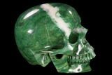 Realistic, Carved Green Stone Verdite (Fuchsite) Skull #116514-4